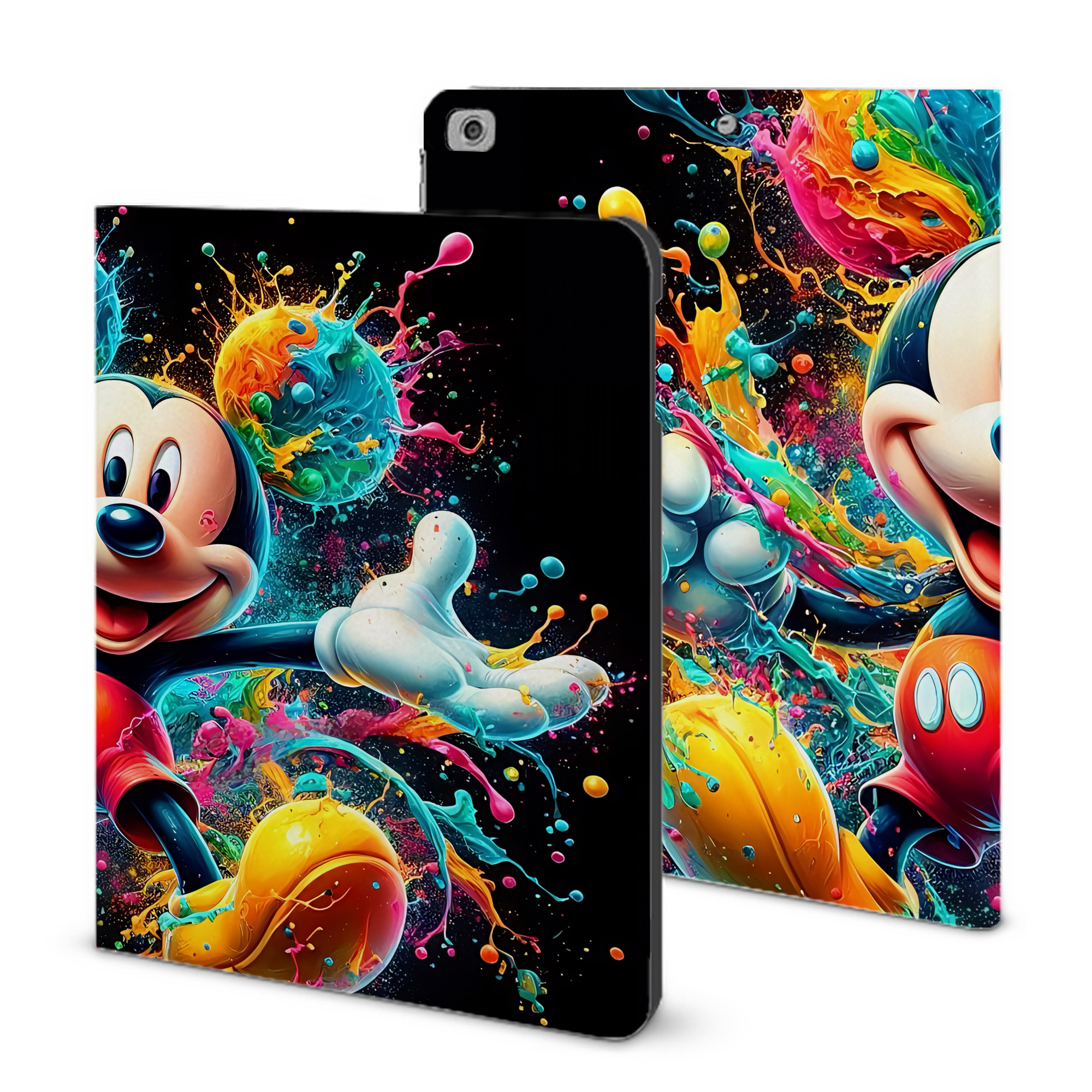 （画像用） ミッキーマウス Mickey Mouse IPad ケース ブック型 PUレザー TPU 耐衝撃 軽量 薄型 ペン収納なし 全面保護 IPad 各モデル対応